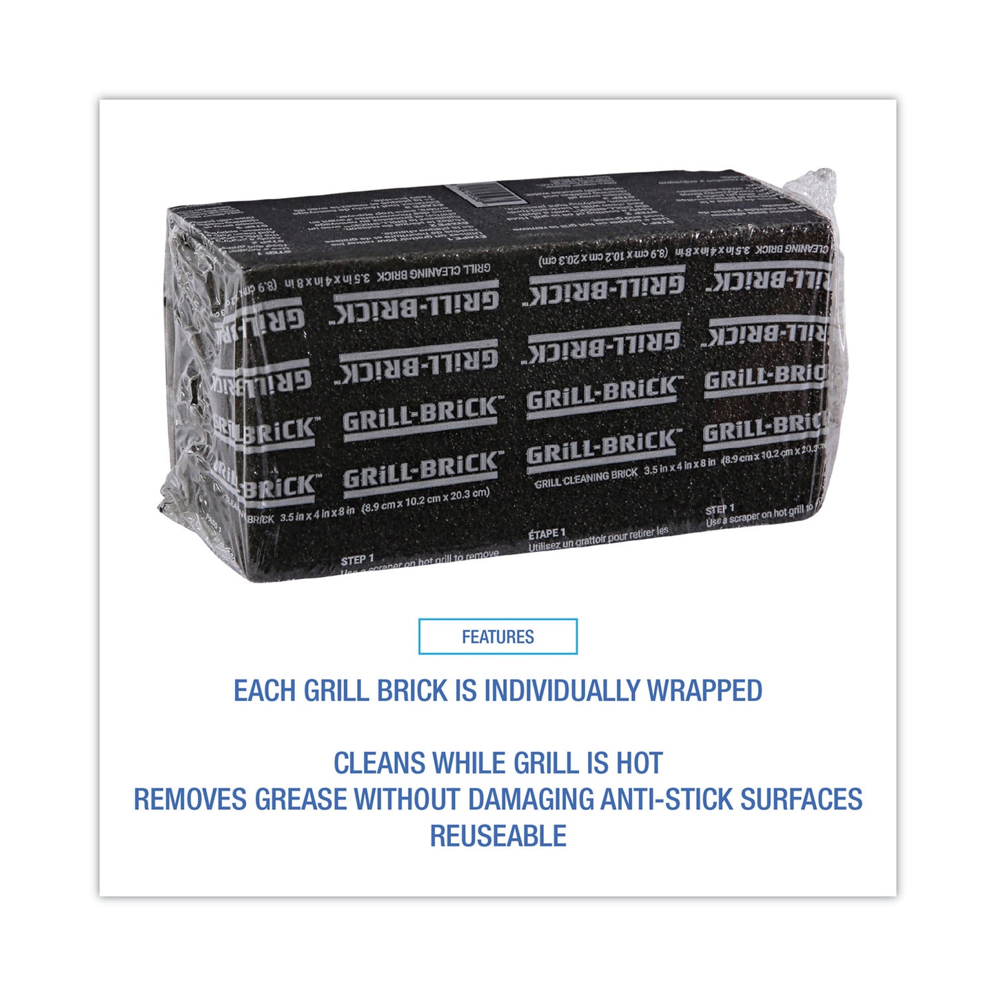 Boardwalk Grill Brick, 8 x 4, Black, 12/Carton (GB12PC)