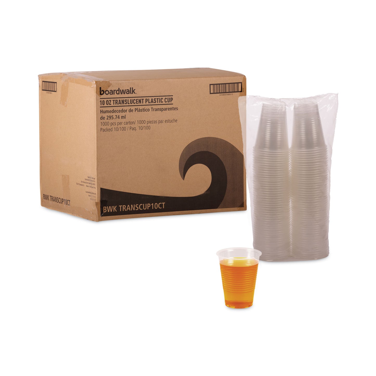 Boardwalk Translucent Plastic Cold Cups, 10 oz, Polypropylene, 100 Cups/Sleeve, 10 Sleeves/Carton (TRANSCUP10CT)