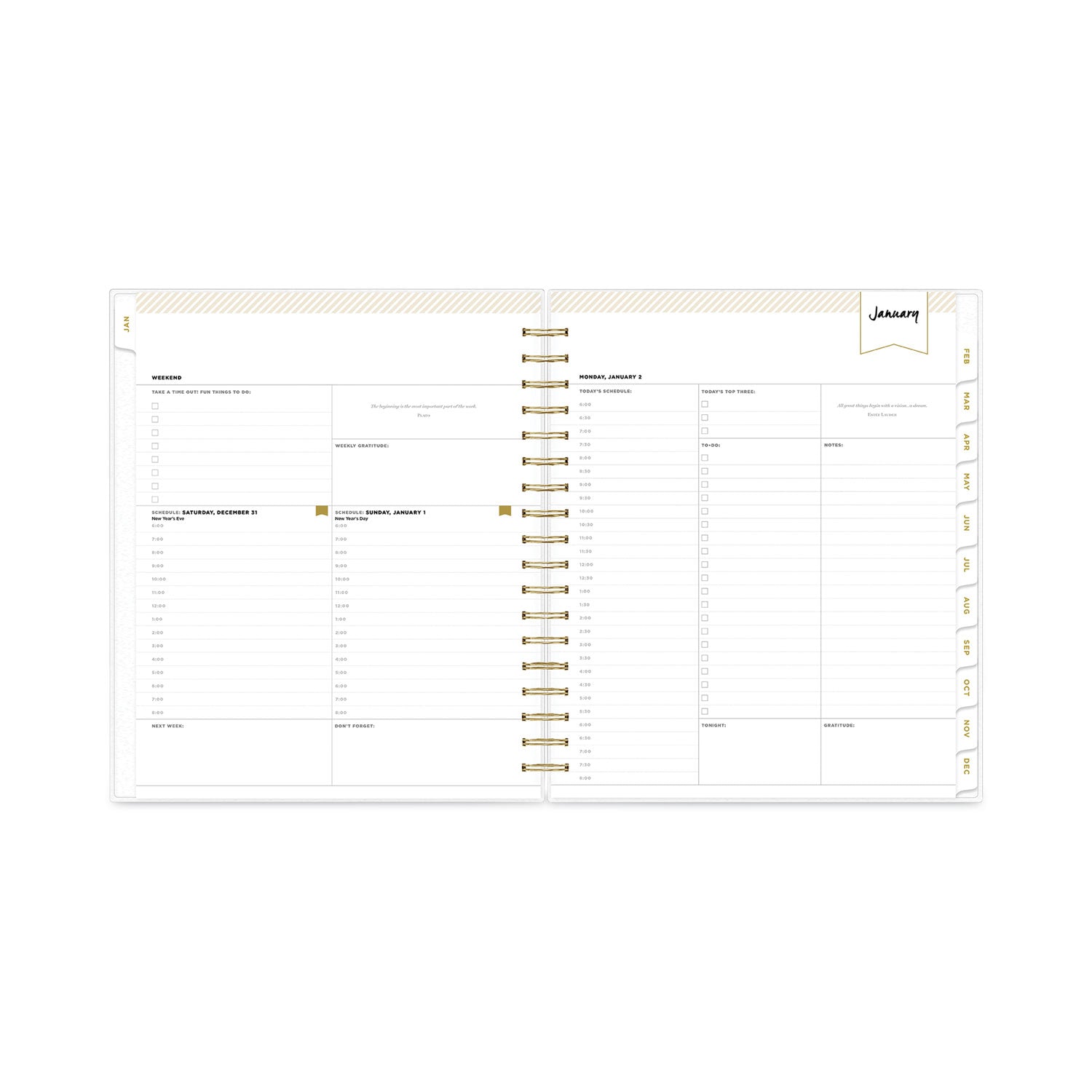 Blue Sky Day Designer Daily/Monthly Frosted Planner, Rugby Stripe Artwork, 10 x 8, Black/White Cover, 12-Month (July-June): 2024-2025 (137885)