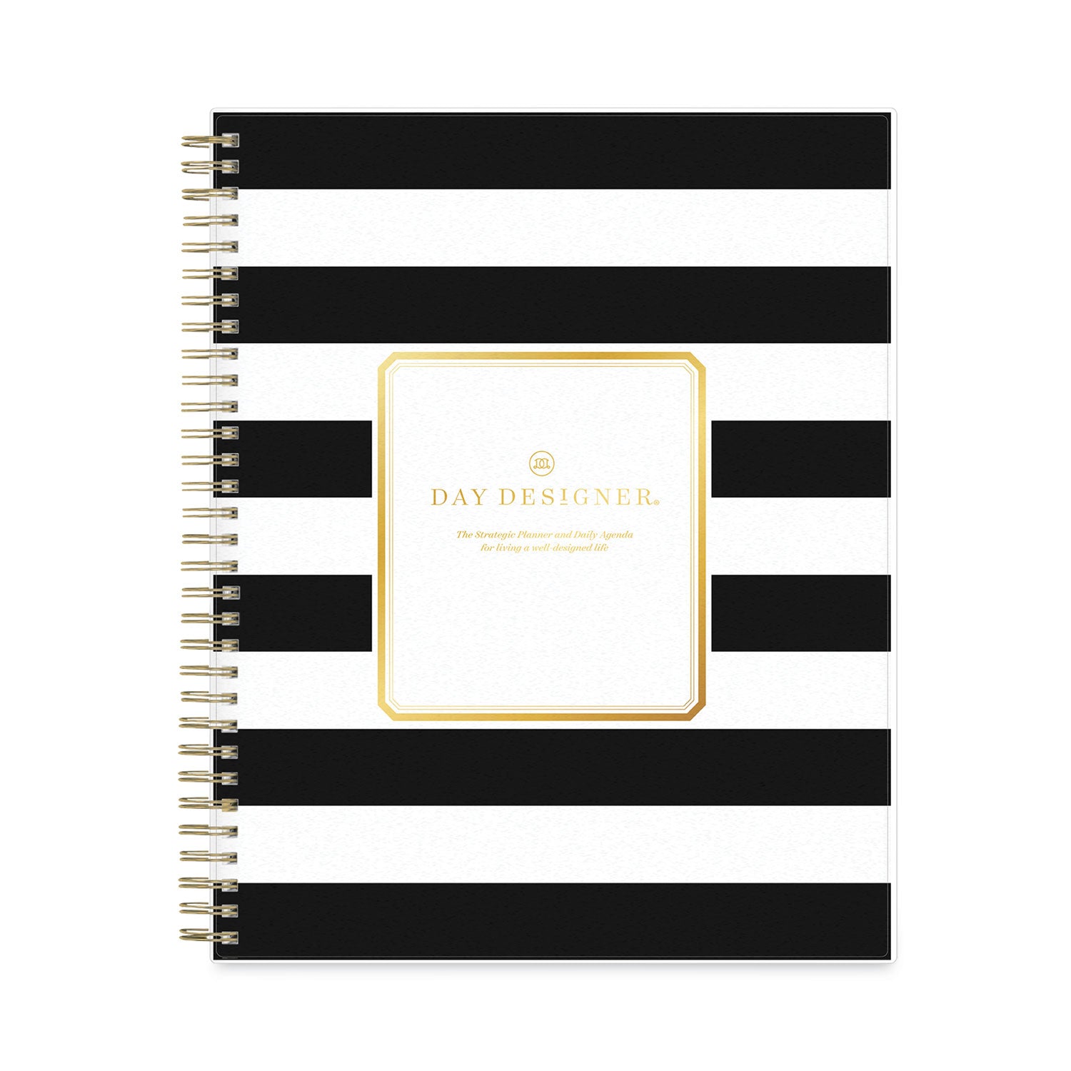 Blue Sky Day Designer Daily/Monthly Frosted Planner, Rugby Stripe Artwork, 10 x 8, Black/White Cover, 12-Month (July-June): 2024-2025 (137885)