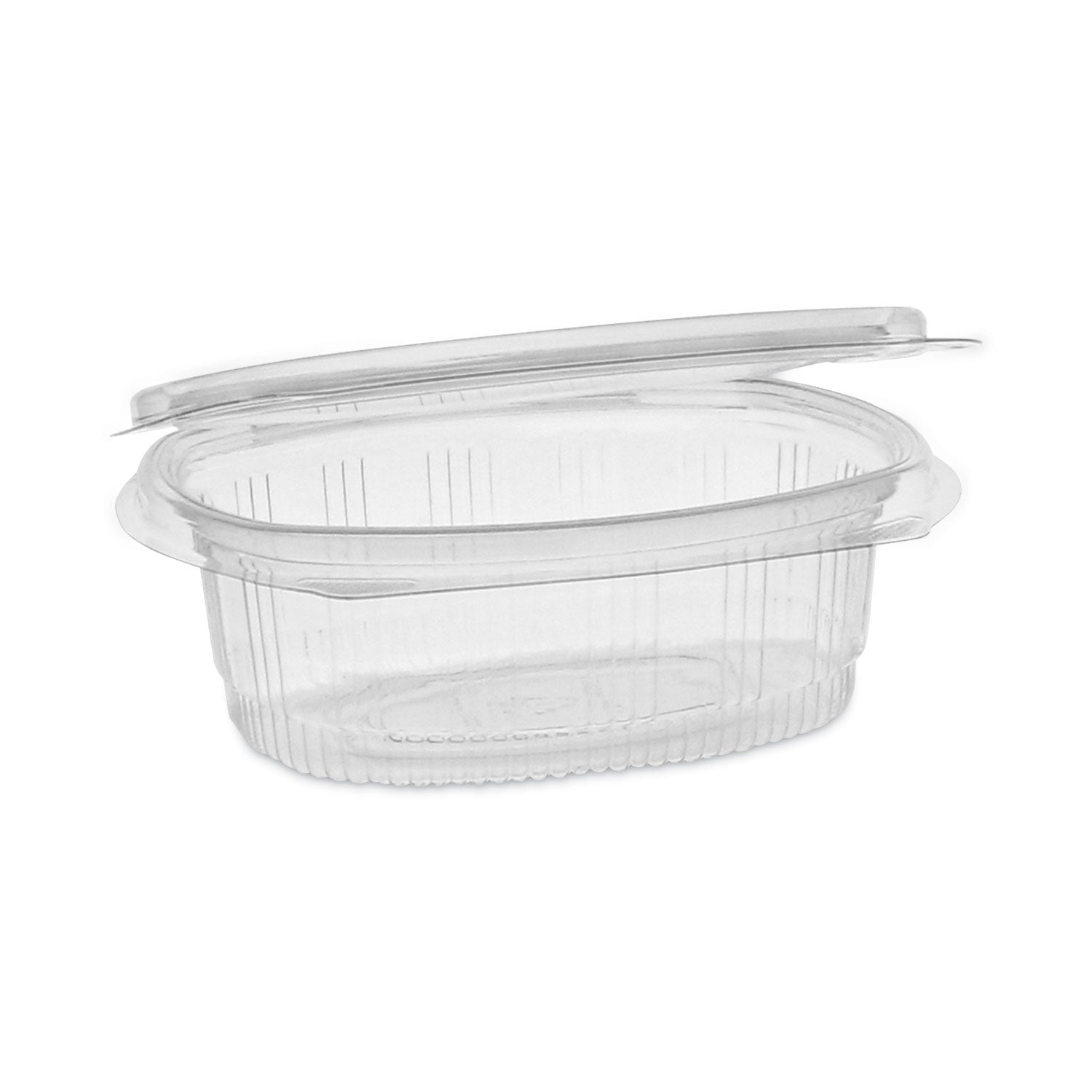 Pactiv EarthChoice Recycled PET Hinged Container, 12 oz, 4.92 x 5.87 x 1.89, Clear, Plastic, 200/Carton (0CA910120000)