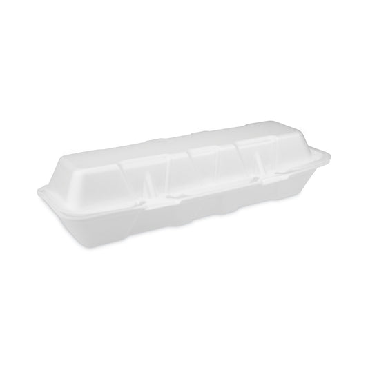 Pactiv Foam Hinged Lid Containers, Dual Tab Lock Hoagie, 13 x 4 x 4, White, 250/Carton (0TH1X267000Y)