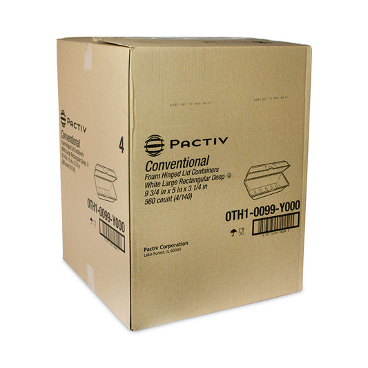 Pactiv Foam Hinged Lid Containers, Single Tab Lock Hoagie, 9.75 x 5 x 3.25, White, 560/Carton (0TH10099Y000)