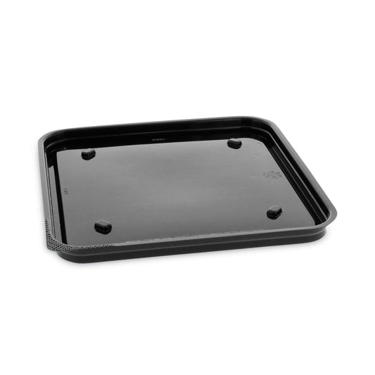 Pactiv Recycled Plastic Container, 6 x 6 Brownie Container, 7.5 x 7.5 x 0.56, Black, Plastic, 195/Carton (75SBASE)