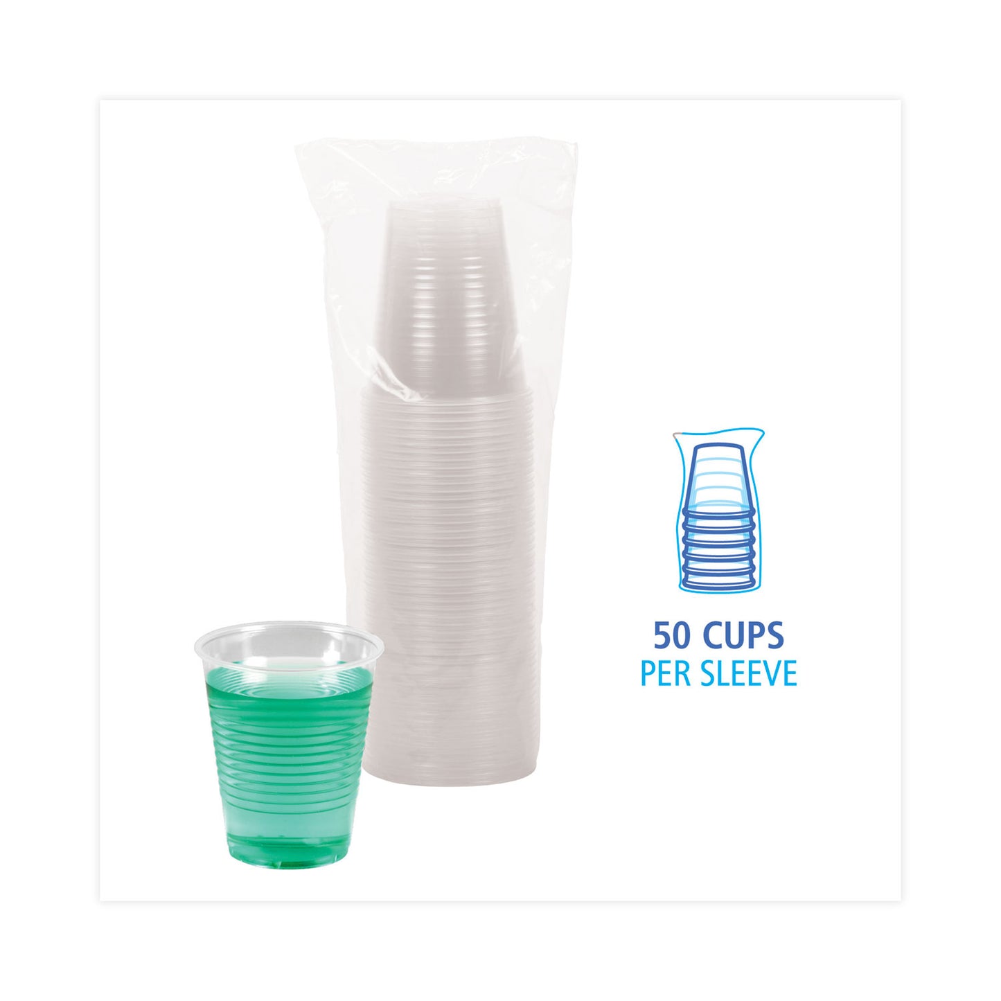 Boardwalk Translucent Plastic Cold Cups, 12 oz, Polypropylene, 50/Pack (TRANSCUP12PK)