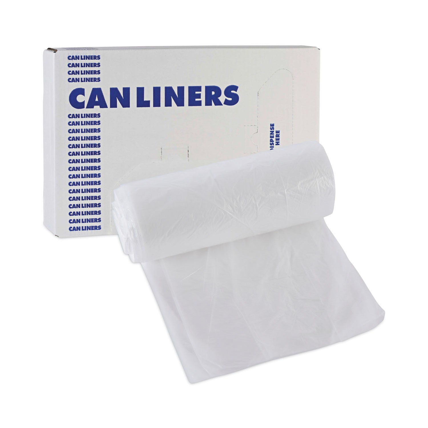 Boardwalk High-Density Can Liners, 10 gal, 6 mic, 24" x 23", Natural, Perforated Roll, 50 Bags/Roll, 20 Rolls/Carton (242306)