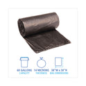 Boardwalk High-Density Can Liners, 60 gal, 14 mic, 38" x 58", Black, Perforated Roll, 25 Bags/Roll, 8 Rolls/Carton (385817BLK)