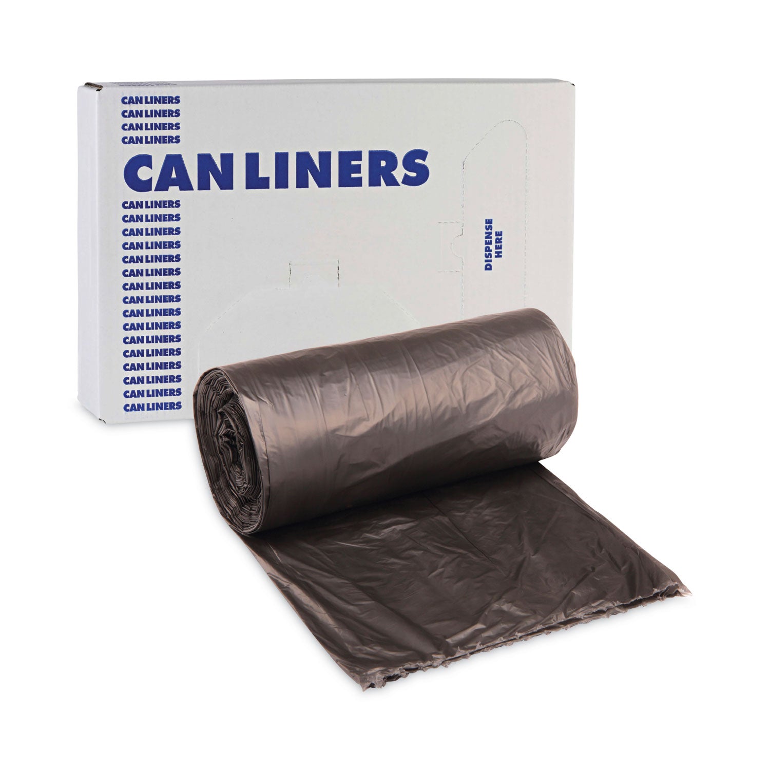 Boardwalk High-Density Can Liners, 60 gal, 14 mic, 38" x 58", Black, Perforated Roll, 25 Bags/Roll, 8 Rolls/Carton (385817BLK)