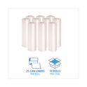 Boardwalk High-Density Can Liners, 45 gal, 10 mic, 40" x 46", Natural, Perforated Roll, 25 Bags/Roll, 10 Rolls/Carton (404612)