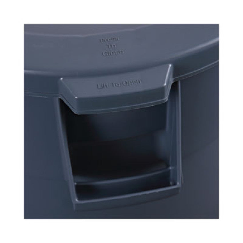 Lids for 44 gal Waste Receptacles, Flat-Top, Round, Plastic Gray