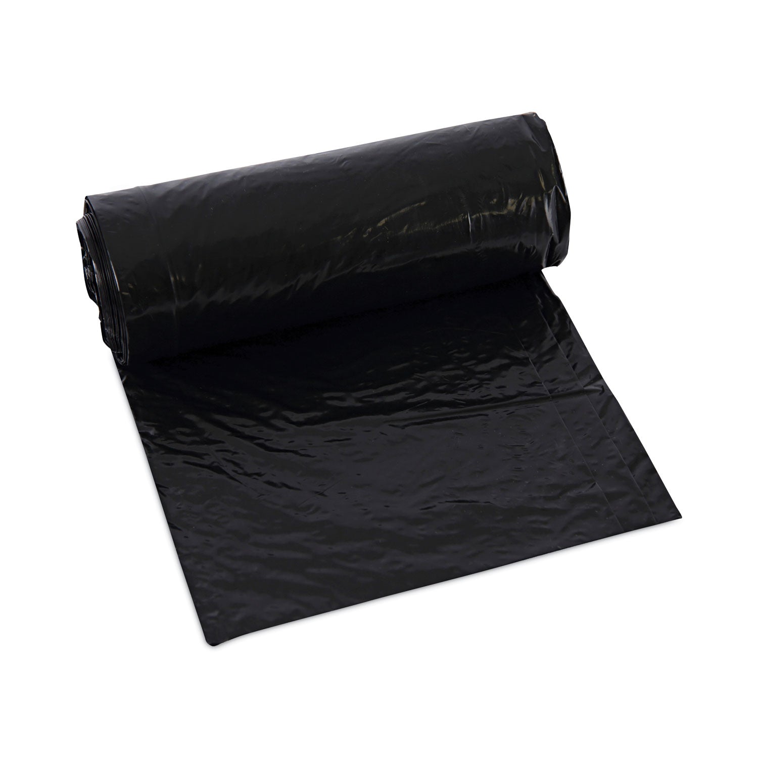 Boardwalk Low-Density Waste Can Liners, 16 gal, 1 mil, 24" x 32", Black, Perforated Roll, 10 Bags/Roll, 15 Rolls/Carton (510)