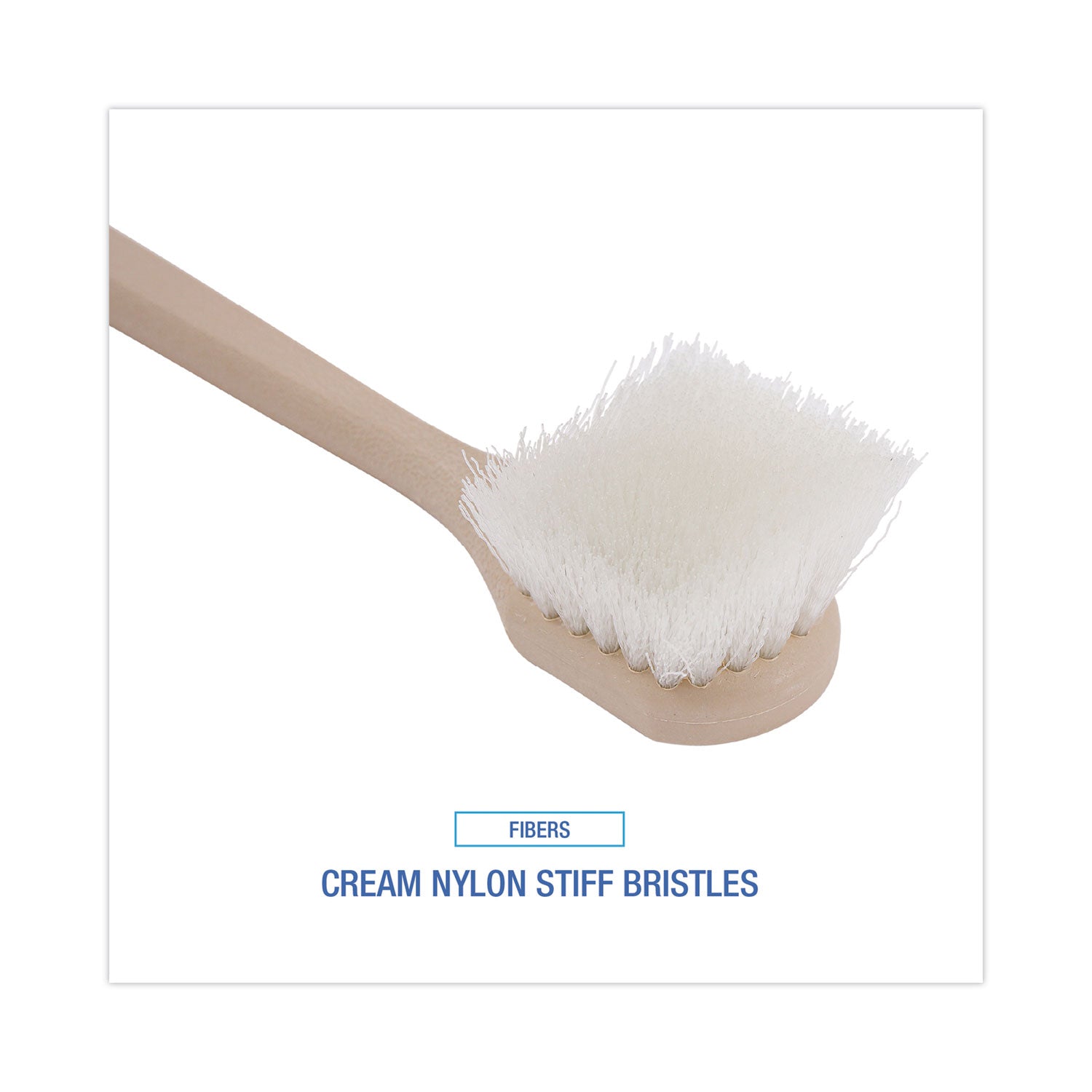 Boardwalk Utility Brush, Cream Nylon Bristles, 5.5" Brush, 14.5" Tan Plastic Handle (4420)