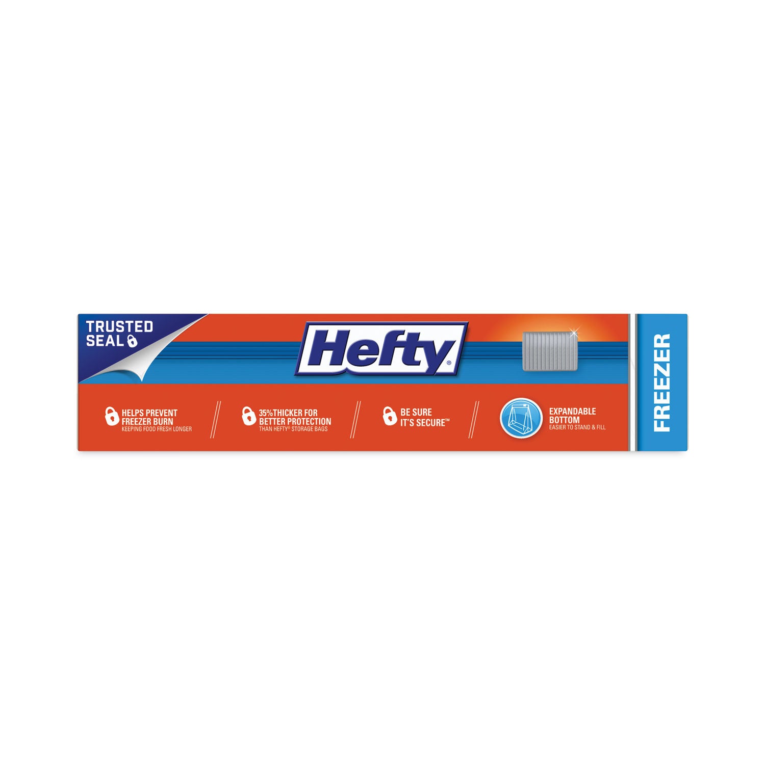 Hefty Slider Stand and Fill Freezer Storage Bags, 1 gal, 10.56" x 11", Clear, 25 Bags/Box, 9 Boxes/Carton (R88073CT)