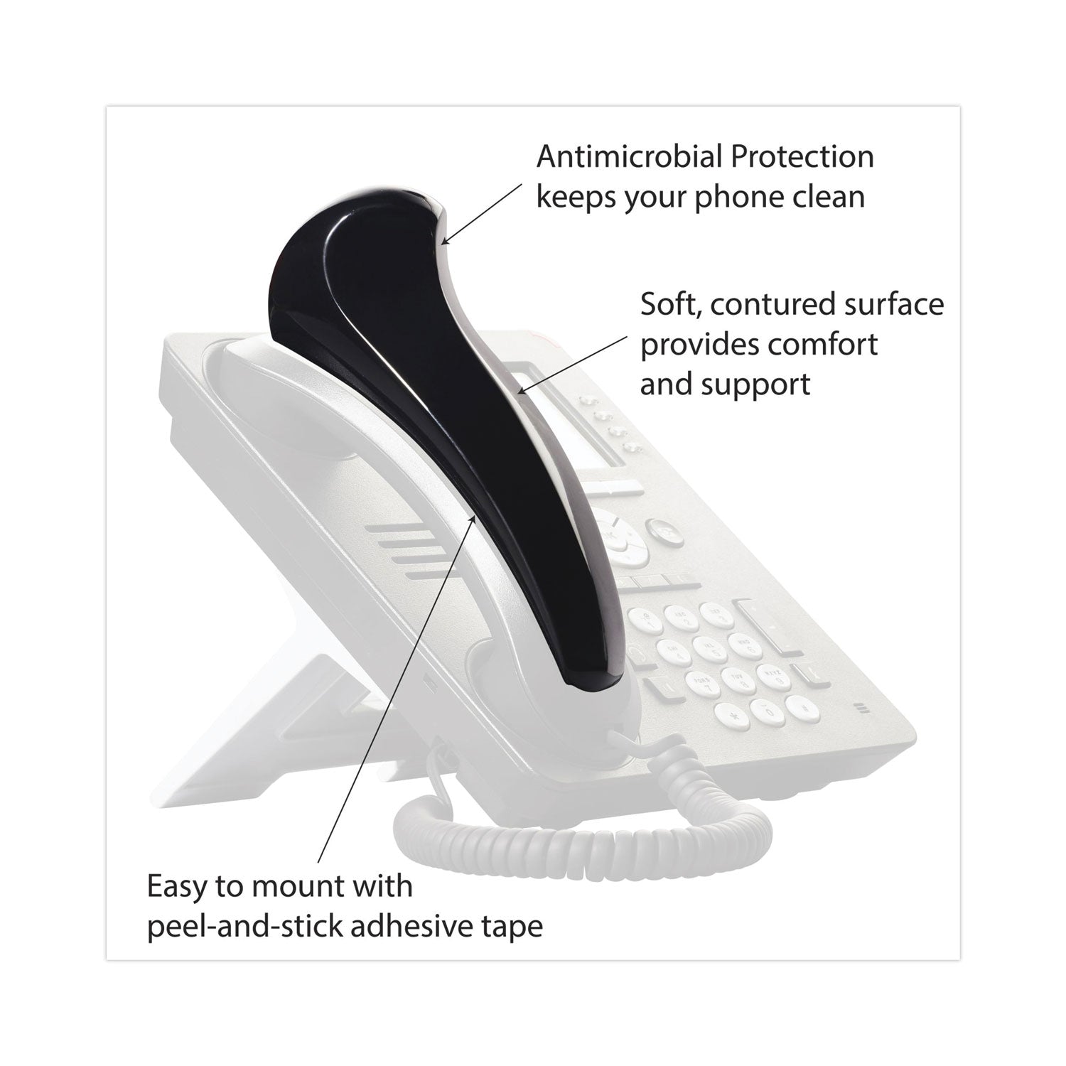 Softalk Standard Telephone Shoulder Rest, 2.63 x 7.5 x 2.25, Black (101M)