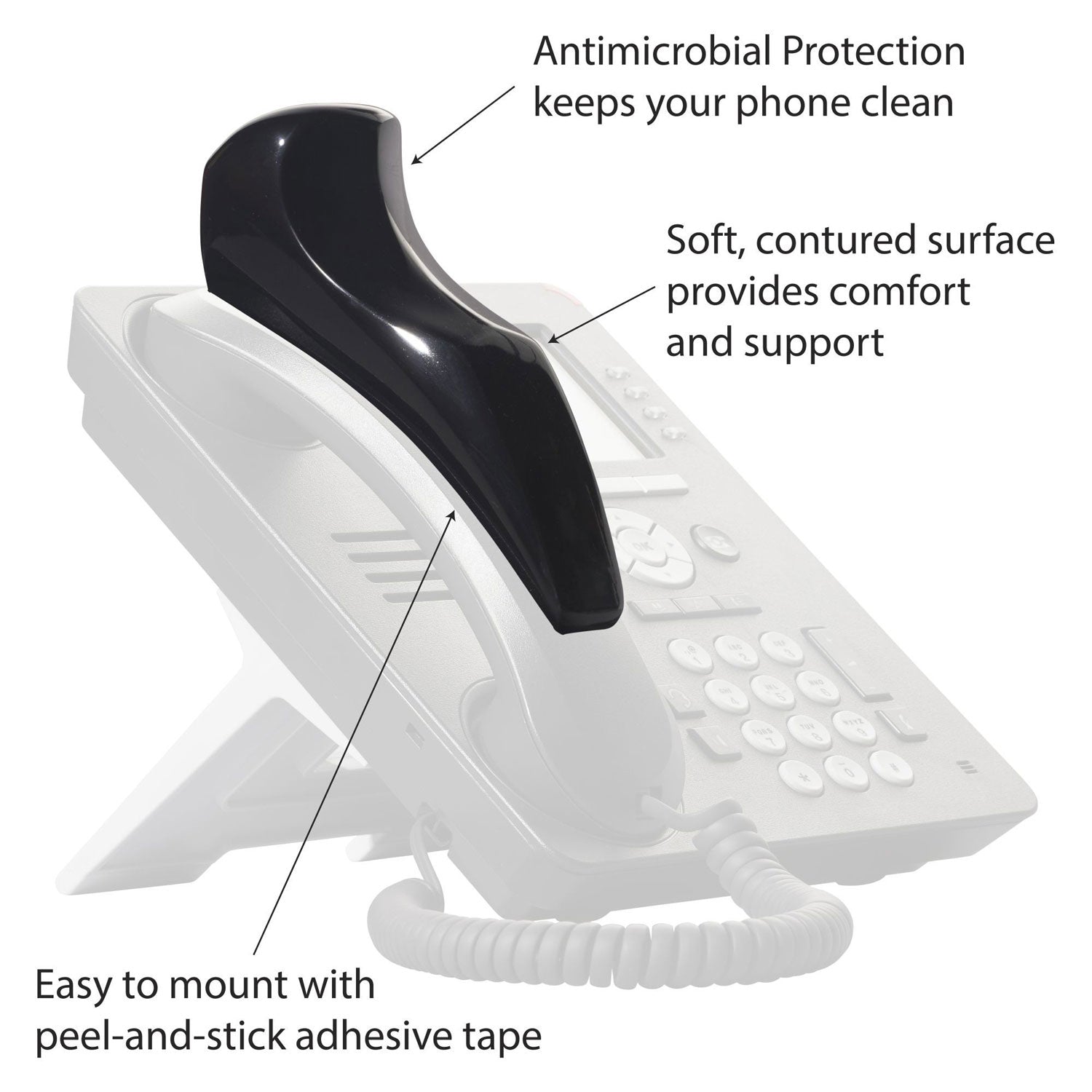 Softalk II Telephone Shoulder Rest, 2 x 6.75 x 2.5, Black (801M)