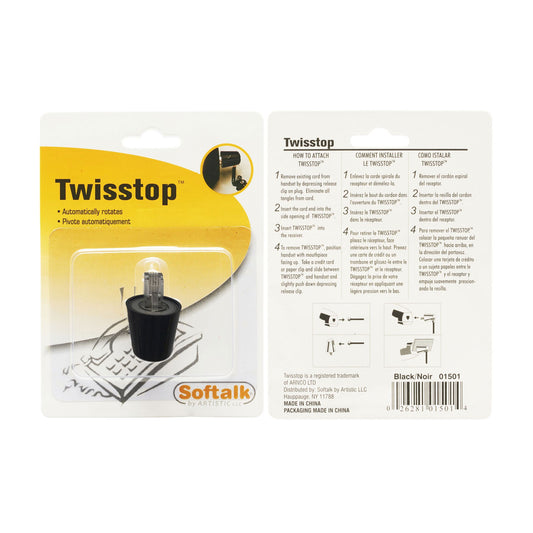 Softalk Twisstop Rotating Phone Cord Detangler, Black (1501)