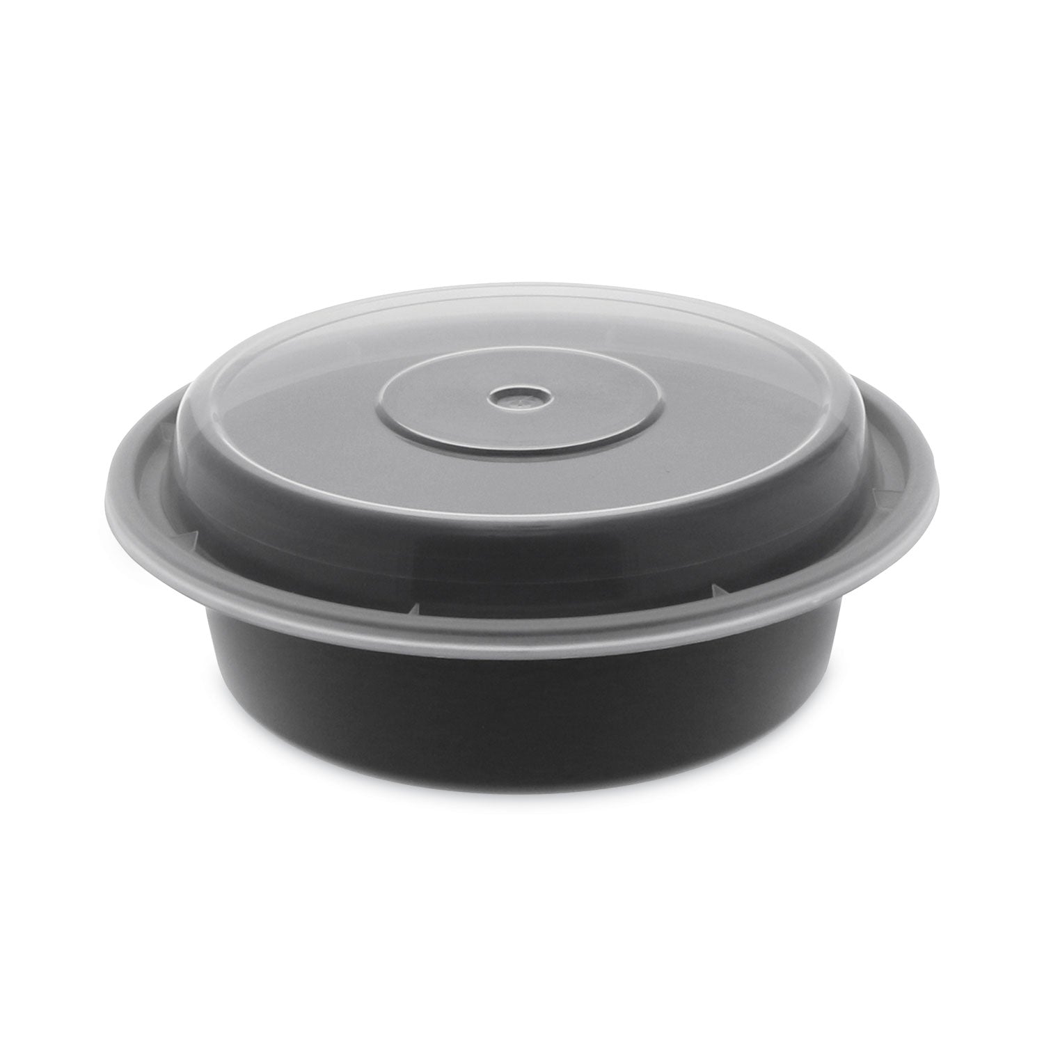 Pactiv Newspring VERSAtainer Microwavable Containers, 16 oz, 6" Diameter, Black/Clear, Plastic, 150/Carton (NC718B)