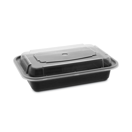 Pactiv Newspring VERSAtainer Microwavable Containers, 16 oz, 5 x 7.25 x 1.5, Black/Clear, Plastic, 150/Carton (NC8168B)