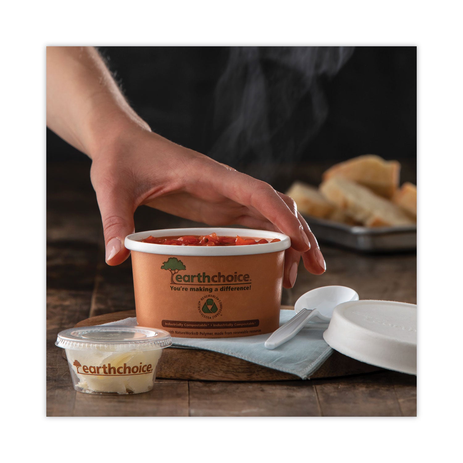 Pactiv EarthChoice Compostable Soup Cup, Small, 8 oz, 3 x 3 x 3, Brown, Paper, 500/Carton (PHSC8ECDI)