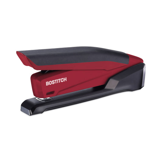 Bostitch InPower One-Finger 3-in-1 Desktop Stapler with Antimicrobial Protection, 20-Sheet Capacity, Red/Black (1124)