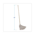 Handle/Deck Mops, #24 White Cotton Head, 54" Natural Wood Handle, 6/Pack