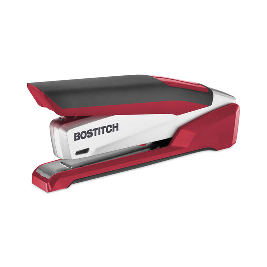 Bostitch InPower One-Finger 3-in-1 Desktop Stapler with Antimicrobial Protection, 28-Sheet Capacity, Red/Silver (1117)