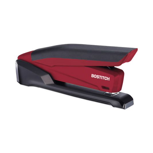 Bostitch InPower One-Finger 3-in-1 Desktop Stapler with Antimicrobial Protection, 20-Sheet Capacity, Red/Black (1124)