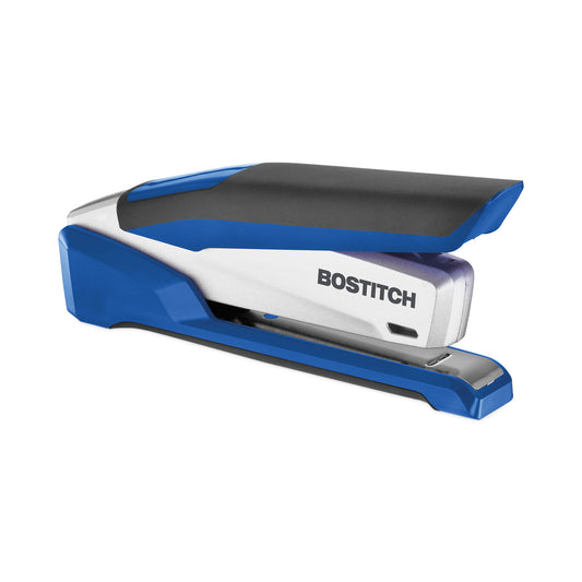 Bostitch InPower One-Finger 3-in-1 Desktop Stapler with Antimicrobial Protection, 28-Sheet Capacity, Blue/Silver (1118)