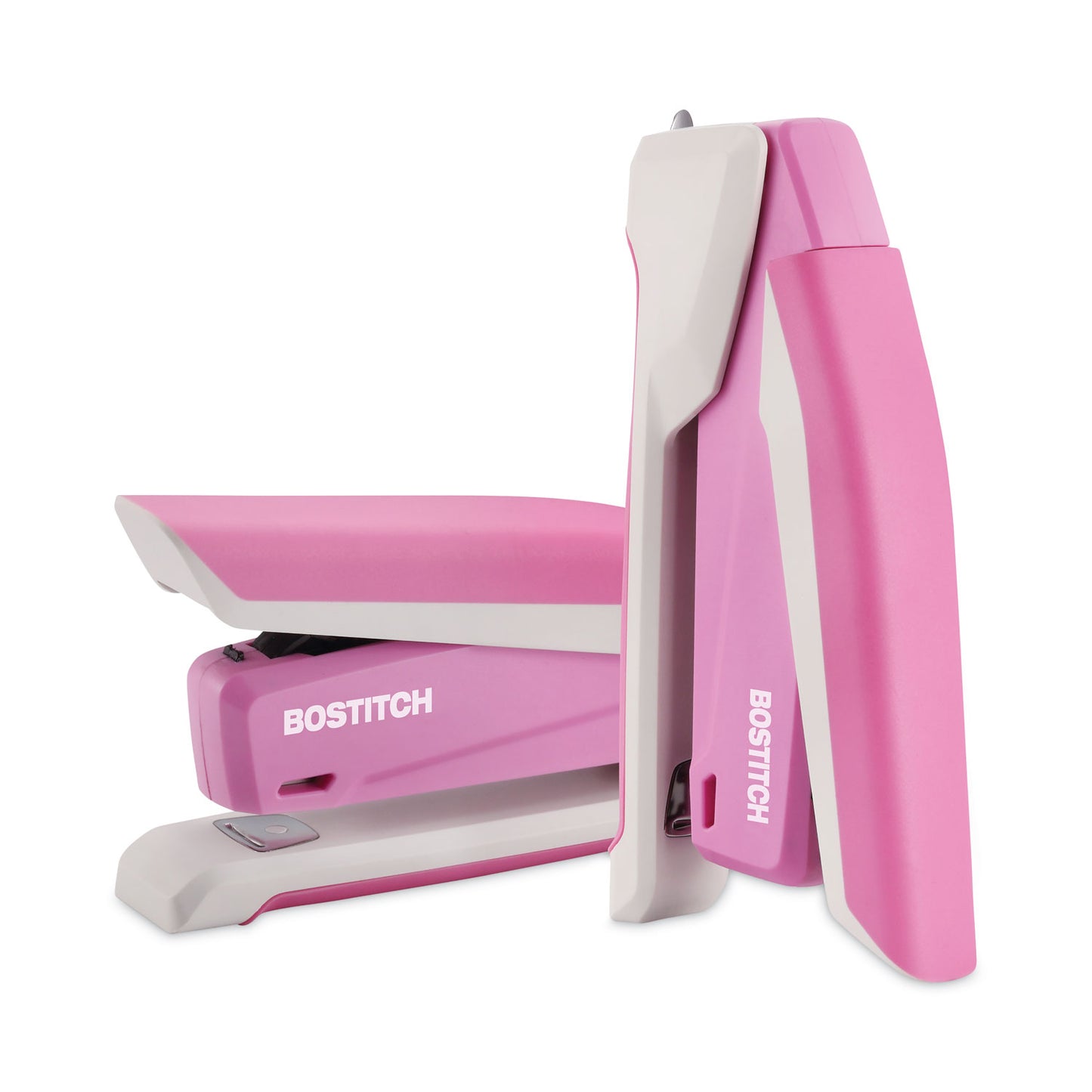 Bostitch InCourage Spring-Powered Desktop Stapler with Antimicrobial Protection, 20-Sheet Capacity, Pink/Gray (1188)