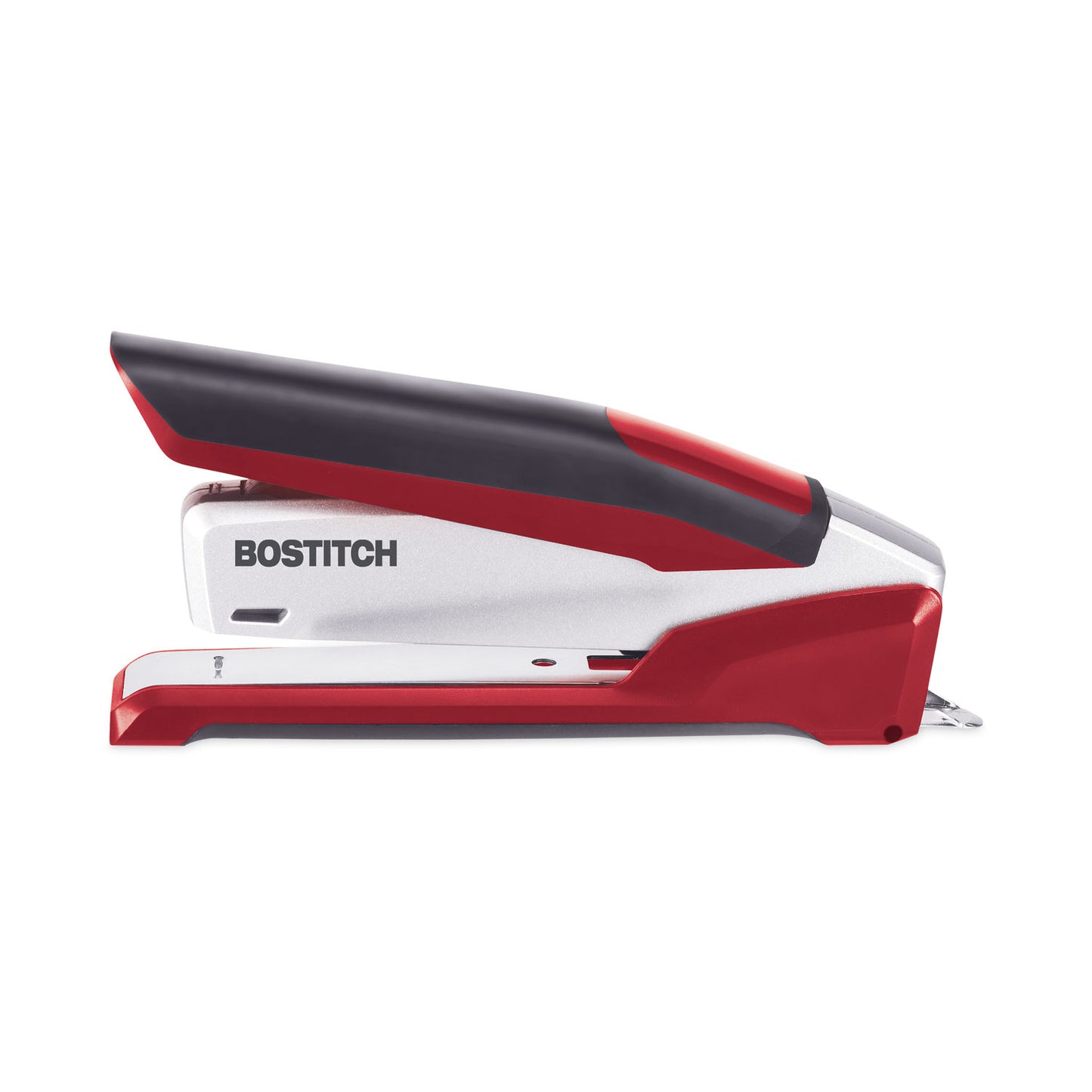 Bostitch InPower One-Finger 3-in-1 Desktop Stapler with Antimicrobial Protection, 28-Sheet Capacity, Red/Silver (1117)