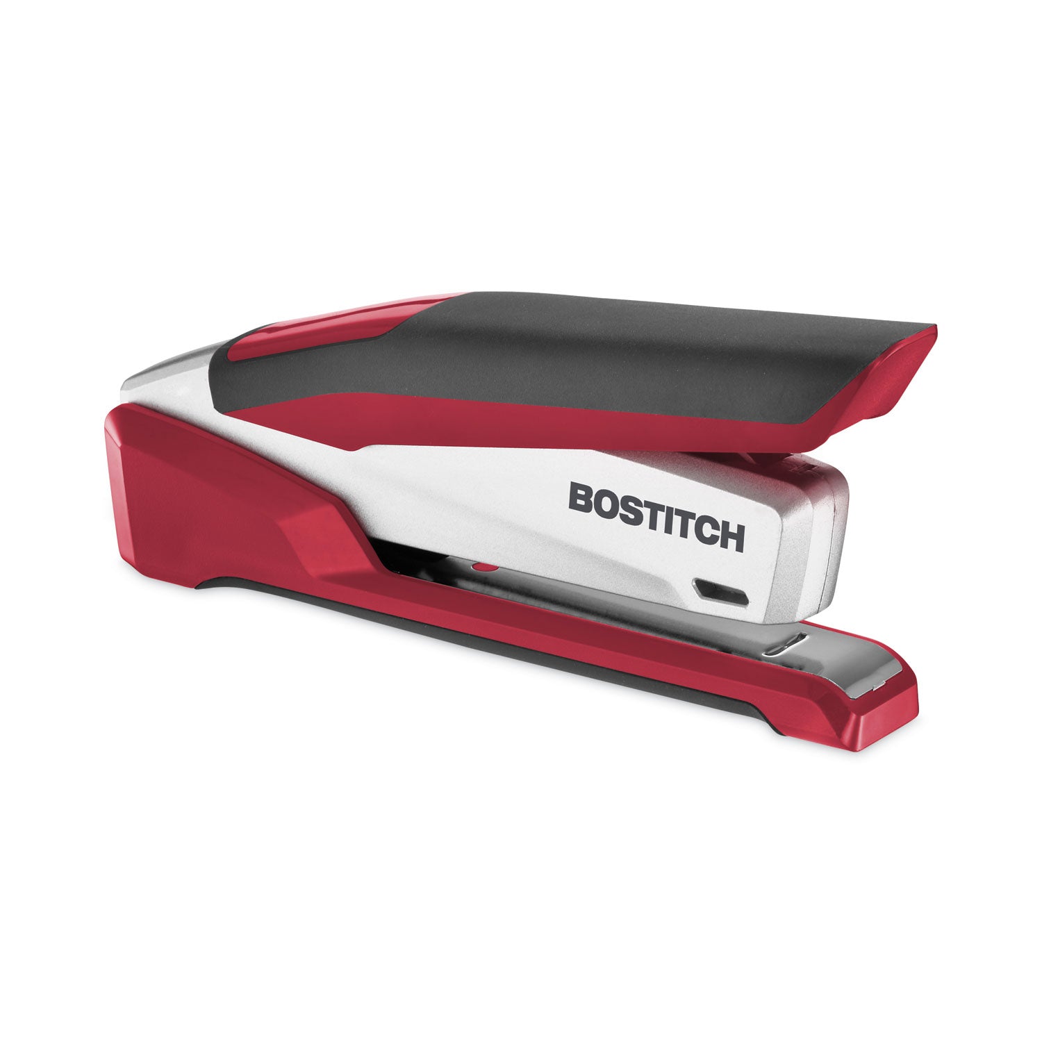 Bostitch InPower One-Finger 3-in-1 Desktop Stapler with Antimicrobial Protection, 28-Sheet Capacity, Red/Silver (1117)