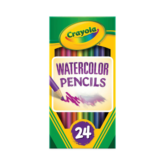 Crayola Watercolor Pencil Set, 3.3 mm, 2B, Assorted Lead and Barrel Colors, 24/Pack (684304)