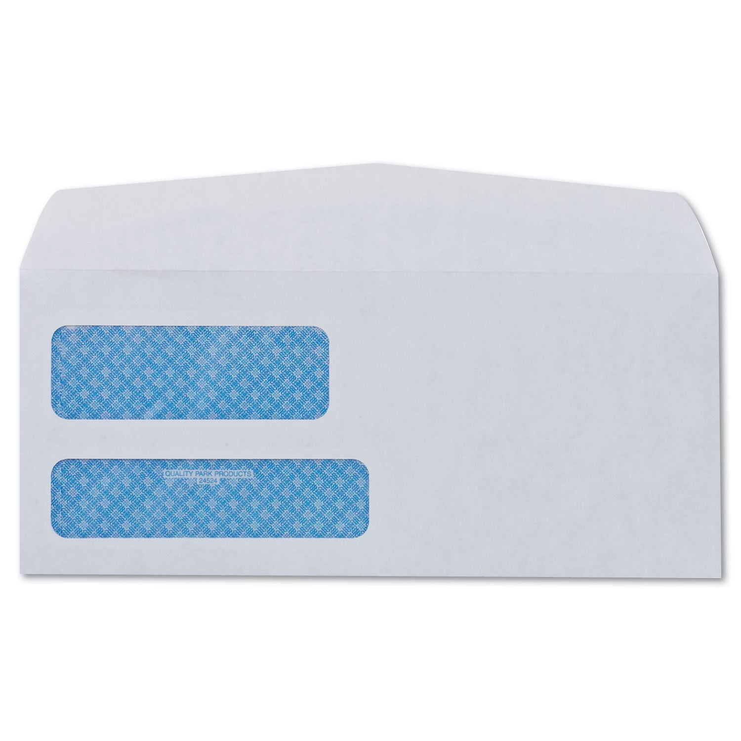Quality Park Double Window Security-Tinted Check Envelope, #8 5/8, Commercial Flap, Gummed Closure, 3.63 x 8.63, White, 500/Box (24532)