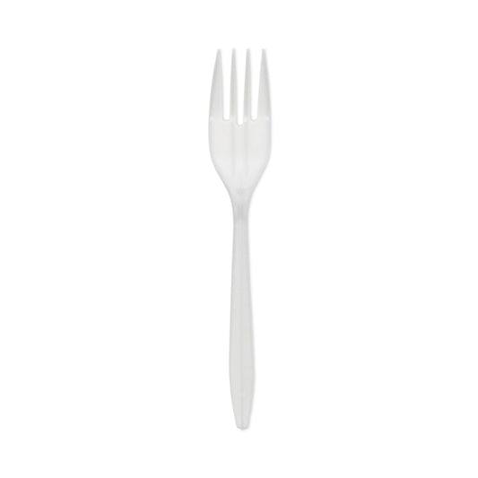 Pactiv Fieldware Cutlery, Fork, Mediumweight, White, 1,000/Carton (YFWFWCH)