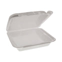 Pactiv Foam Hinged Lid Container, Dual Tab Lock Happy Face, 8 x 7.75 x 2.25, White, 200/Carton (YHD18SS00200)