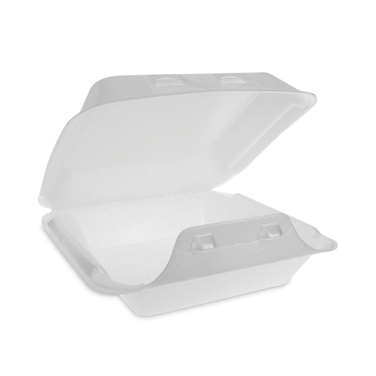 Pactiv SmartLock Foam Hinged Lid Container, Medium, 8 x 8 x 3, White, 150/Carton (YHLW08010000)