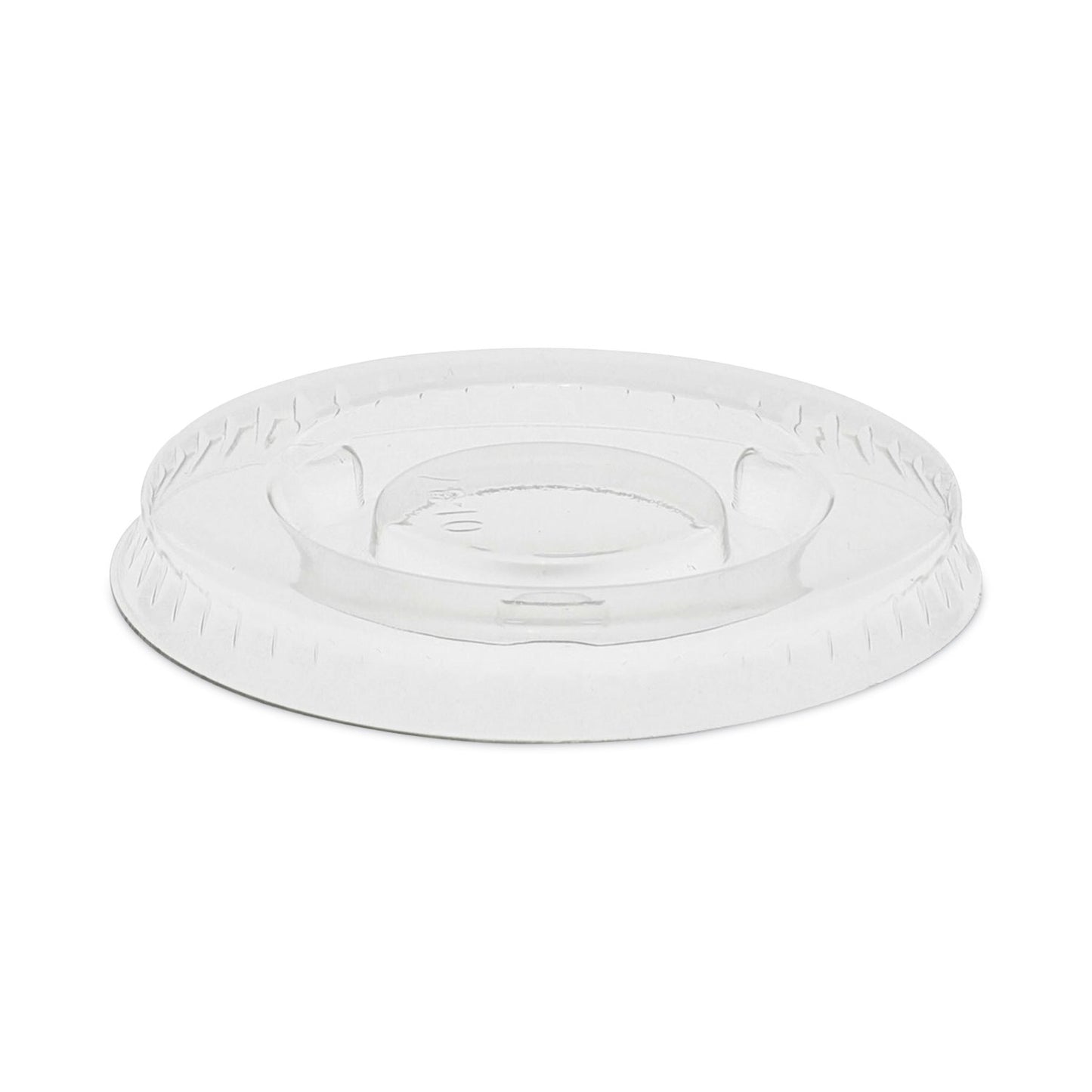 Pactiv Plastic Portion Cup Lid, Fits 0.5 oz to 1 oz Cups, Clear, 100/Sleeve, 25 Sleeves/Carton (YLS1FR)