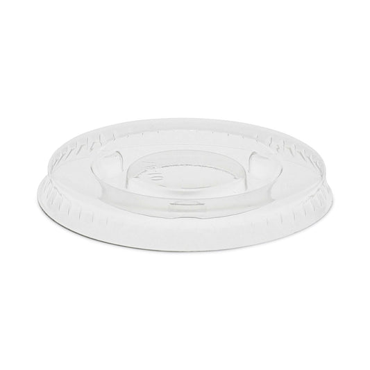 Pactiv Plastic Portion Cup Lid, Fits 0.5 oz to 1 oz Cups, Clear, 100/Sleeve, 25 Sleeves/Carton (YLS1FR)