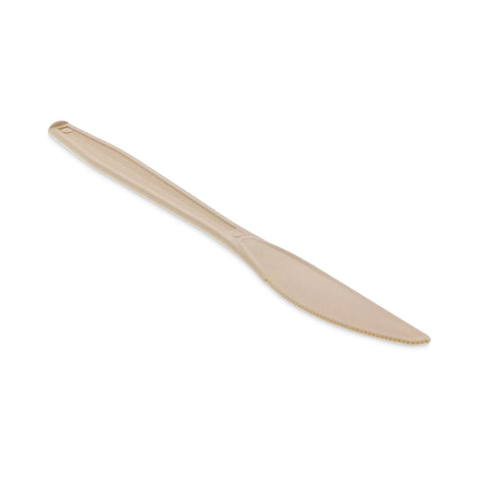 Pactiv EarthChoice PSM Cutlery, Heavyweight, Knife, 7.5", Tan, 1,000/Carton (YPSMKTEC)