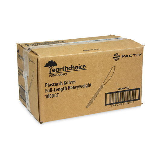 Pactiv EarthChoice PSM Cutlery, Heavyweight, Knife, 7.5", Tan, 1,000/Carton (YPSMKTEC)