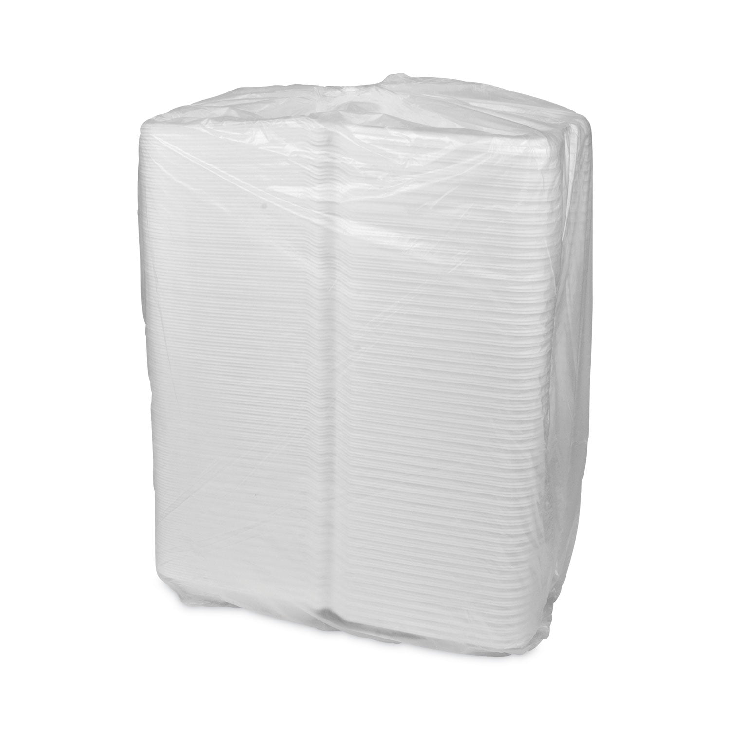 Pactiv Vented Foam Hinged Lid Container, Dual Tab Lock Economy, 9.13 x 9 x 3.25, White, 150/Carton (YTD19901ECON)