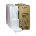 Pactiv Vented Foam Hinged Lid Container, Dual Tab Lock Economy, 3-Compartment, 9.13 x 9 x 3.25, White, 150/Carton (YTD19903ECON)