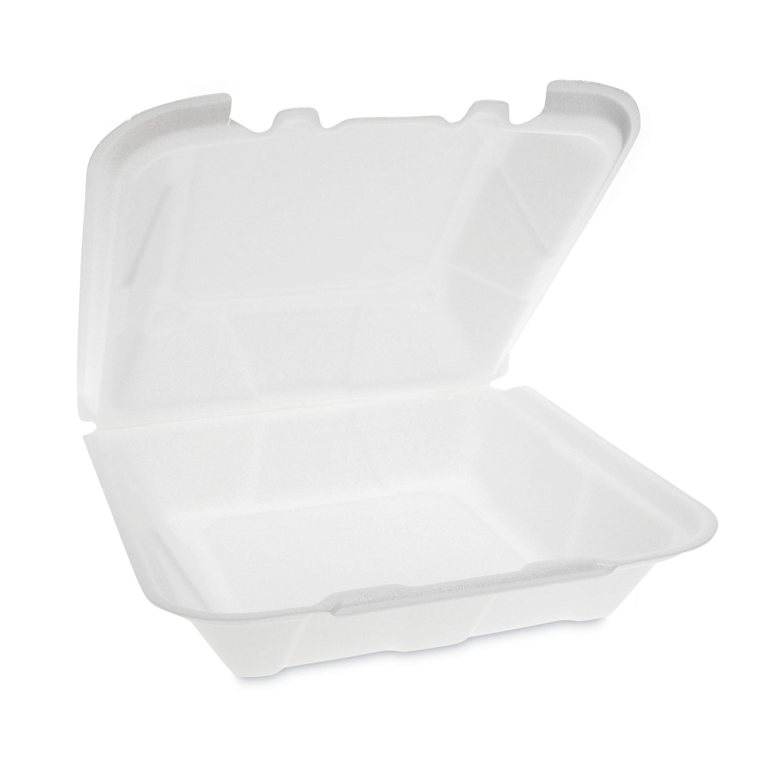 Pactiv Vented Foam Hinged Lid Container, Dual Tab Lock, 9.13 x 9 x 3.25, White, 150/Carton (YTD199010000)