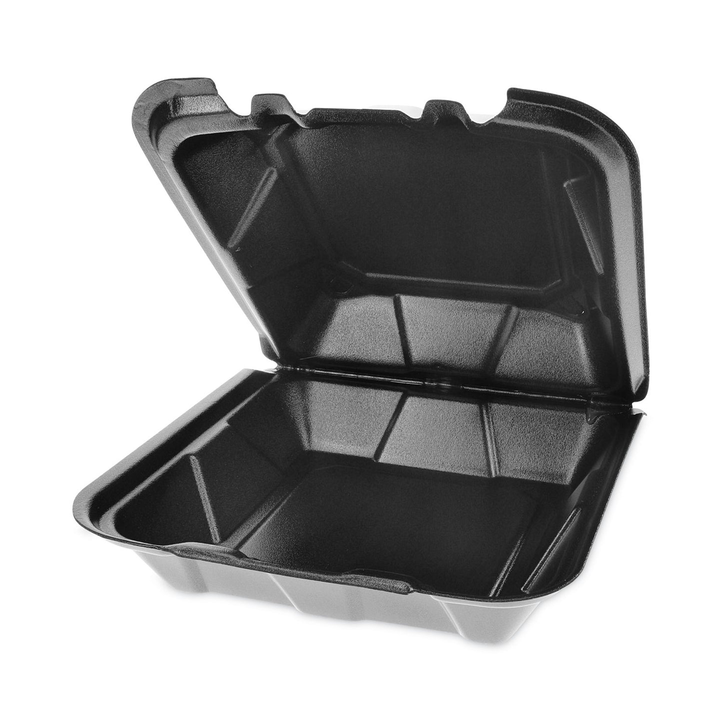 Pactiv Vented Foam Hinged Lid Container, Dual Tab Lock, 9 x 9 x 3.25, Black, 150/Carton (YTDB99010000)