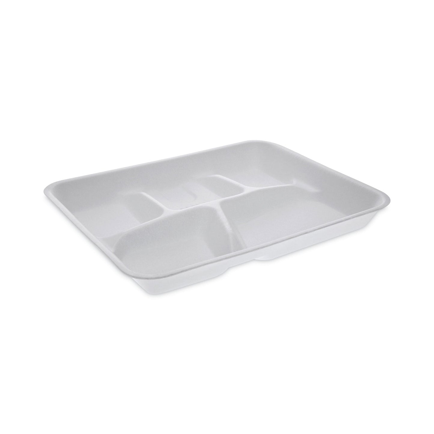 Pactiv Foam School Trays, 5-Compartment Tray, 8.25 x 10.5 x 1,  White, 500/Carton (YTH10500SGBX)