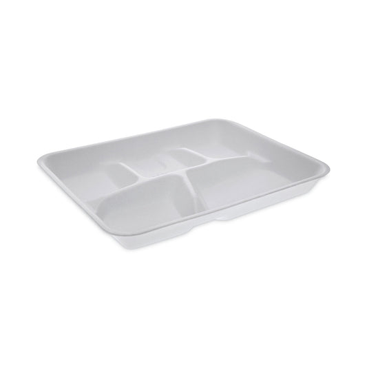 Pactiv Foam School Trays, 5-Compartment Tray, 8.25 x 10.5 x 1,  White, 500/Carton (YTH10500SGBX)