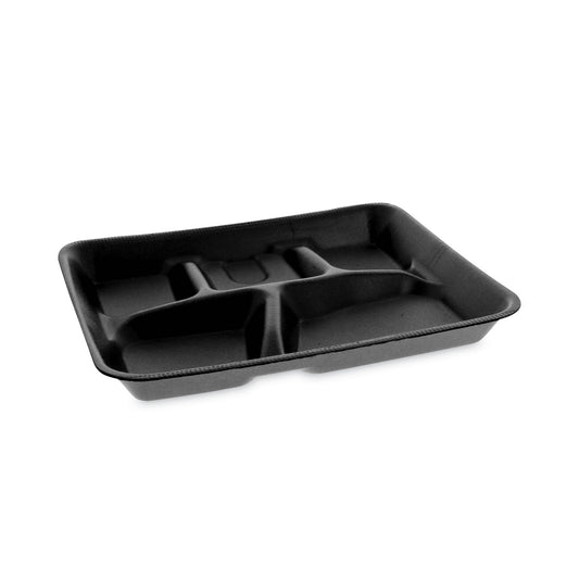 Pactiv Foam School Trays, 5-Compartment Tray, 8.25 x 10.25 x 1, Black, 500/Carton (YTHB0500SGBX)