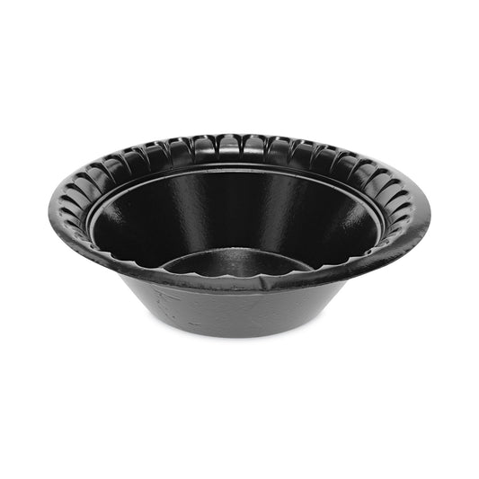 Pactiv Placesetter Deluxe Laminated Foam Dinnerware, Bowl, 12 oz, 6" dia, Black, 1,000/Carton (YTKB00120000)