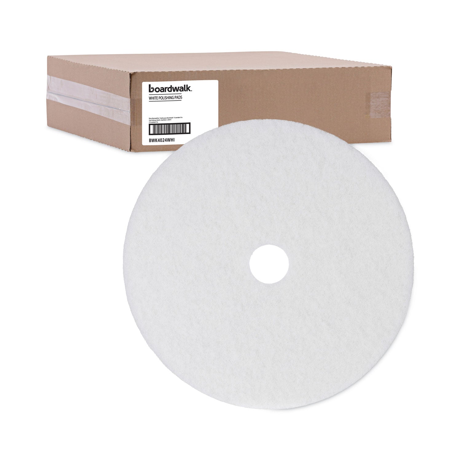 Boardwalk Polishing Floor Pads, 24" Diameter, White, 5/Carton (4024WHI)