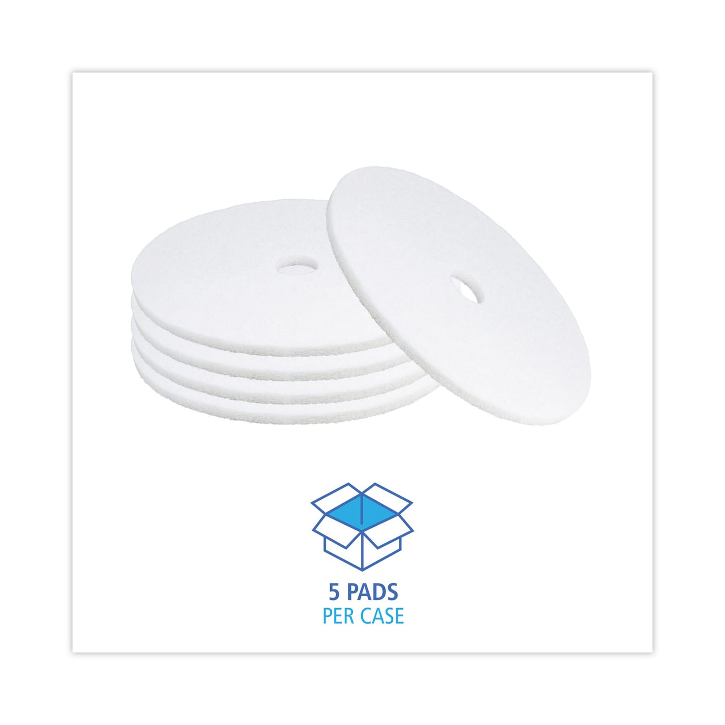 Boardwalk Polishing Floor Pads, 24" Diameter, White, 5/Carton (4024WHI)